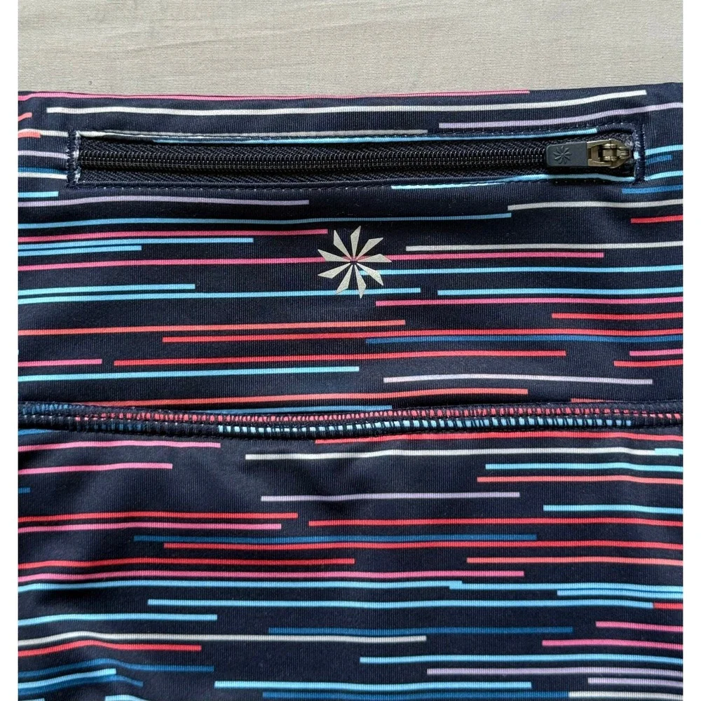 Athleta Womens Small Ruffle Skort‎ Multi-Color Linear Print Active Tennis Golf